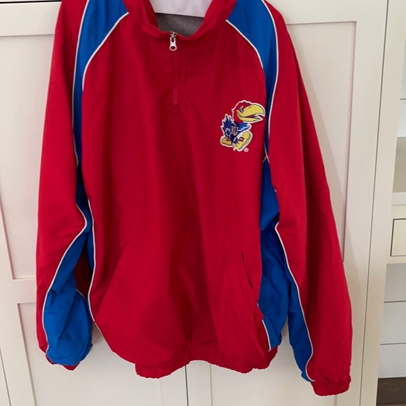 Jayhawks , University of Kansas. Pull-over ,Wind breaker.  XXL.Big Logo .Vintage - Picture 2 of 13